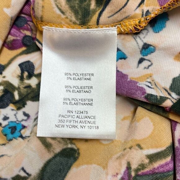 Ellen Tracy Sleeveless Blouse Ginger Combo Floral Cinch Neckline V Neck Large - Picture 4 of 4